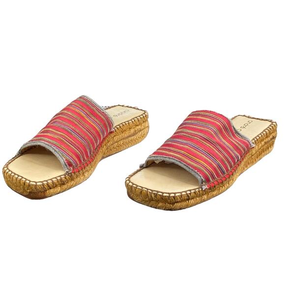 Vintage 90's Andre Assous Red Striped Women's Espadrille Sandals Size US 6 - Picture 6 of 11